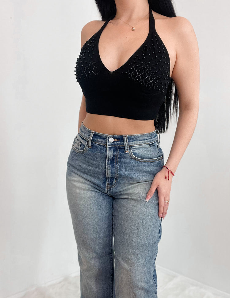 Perla Halter Top In Color Black