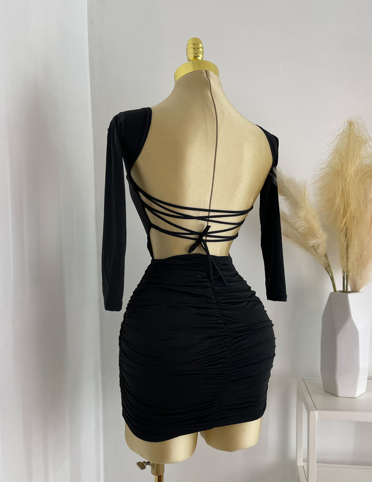 Black Open Back Mini Dress