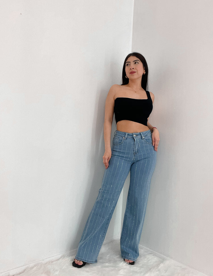 One Shoulder Basic Ribbed Crop Top