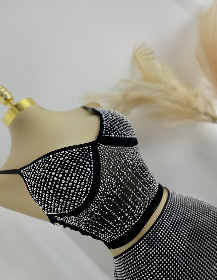 Bling Rhinestone Skirt and Top Set