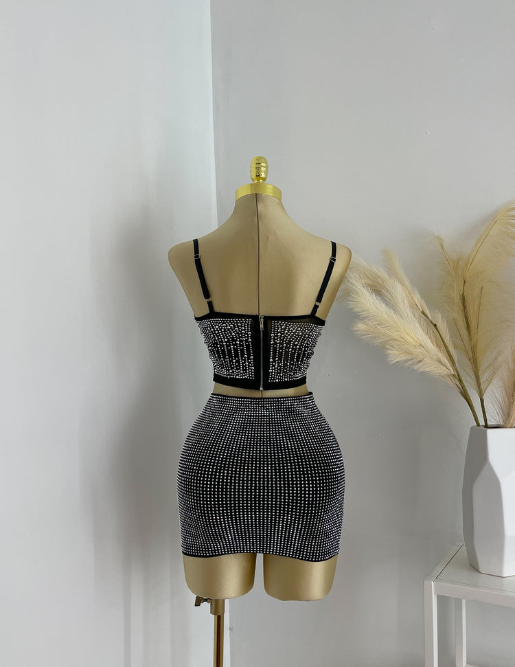 Bling Rhinestone Skirt and Top Set