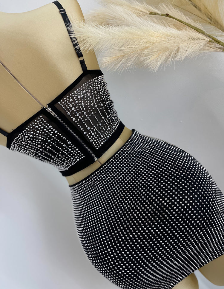 Bling Rhinestone Skirt and Top Set