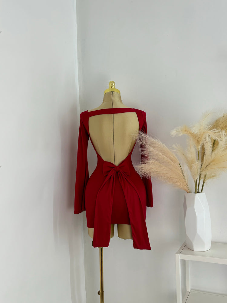 Coquette Bow Open Back Mini Dress