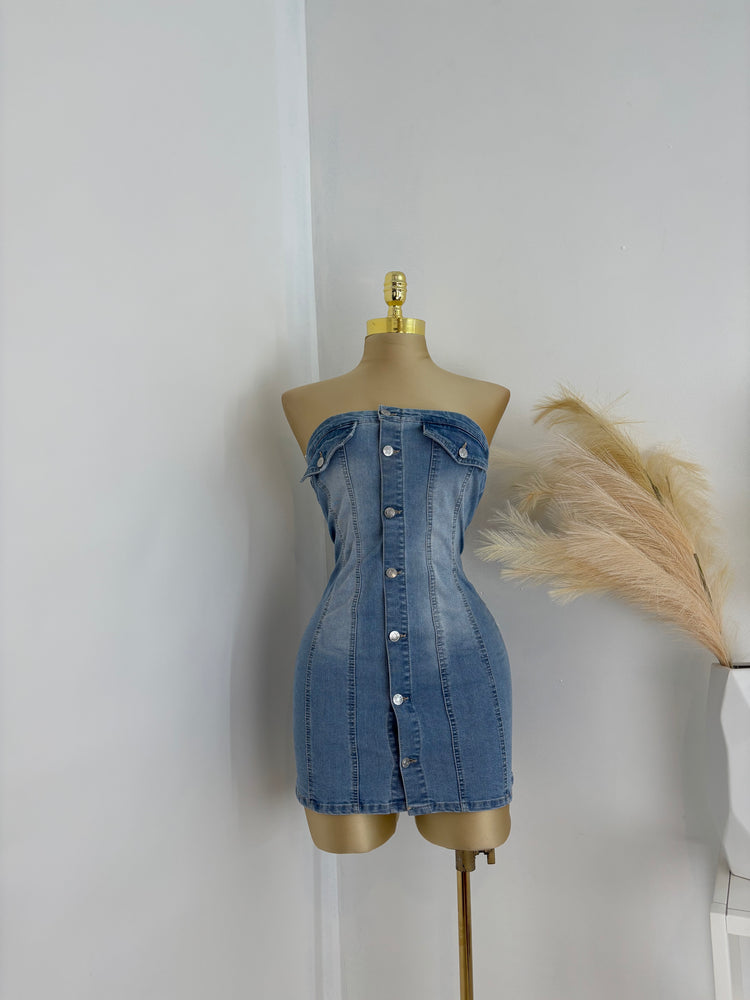 Denim Strapless Dress