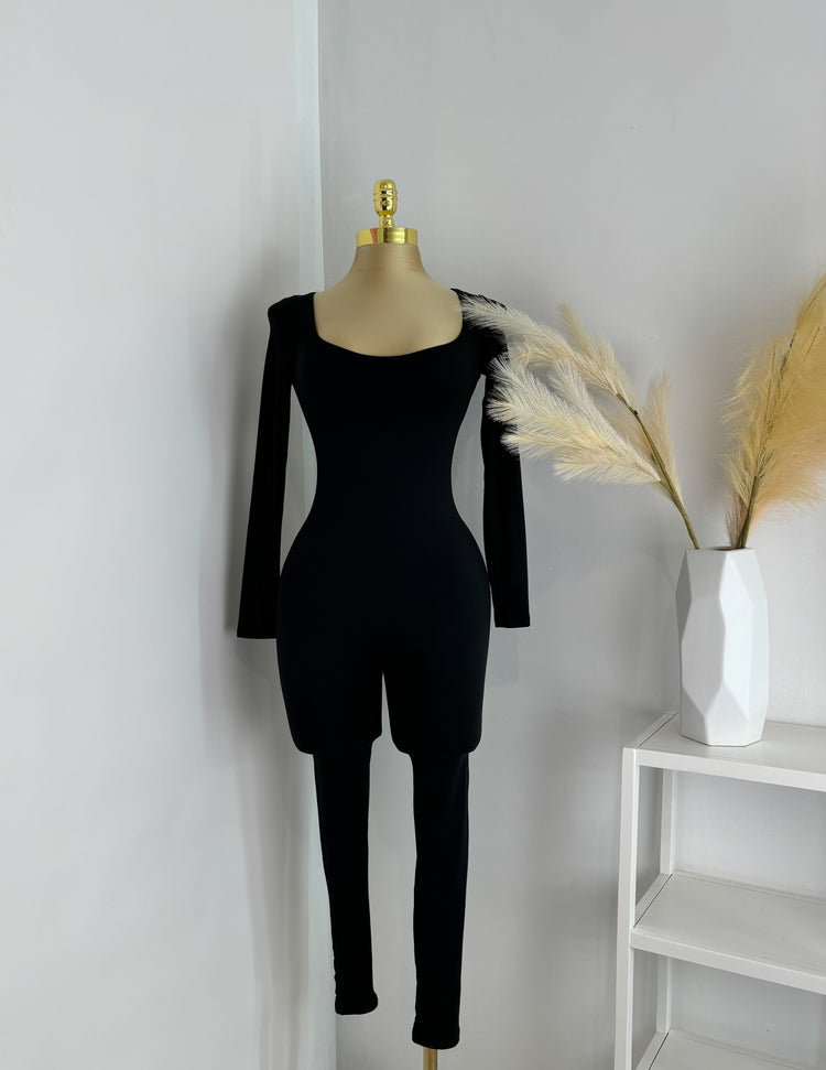 Double Layered Black Jumpsuit