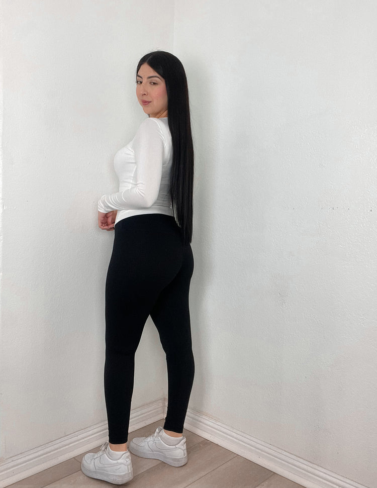 Double Layered Long Sleeve Top In White