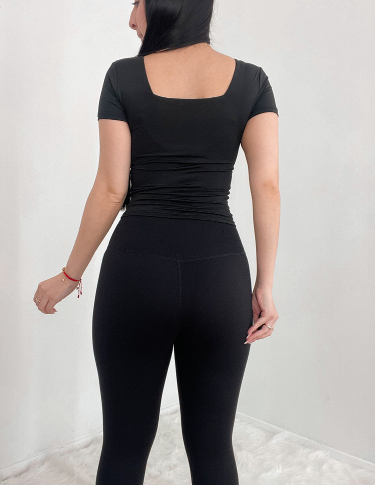 Double Layered Top In The Color Black