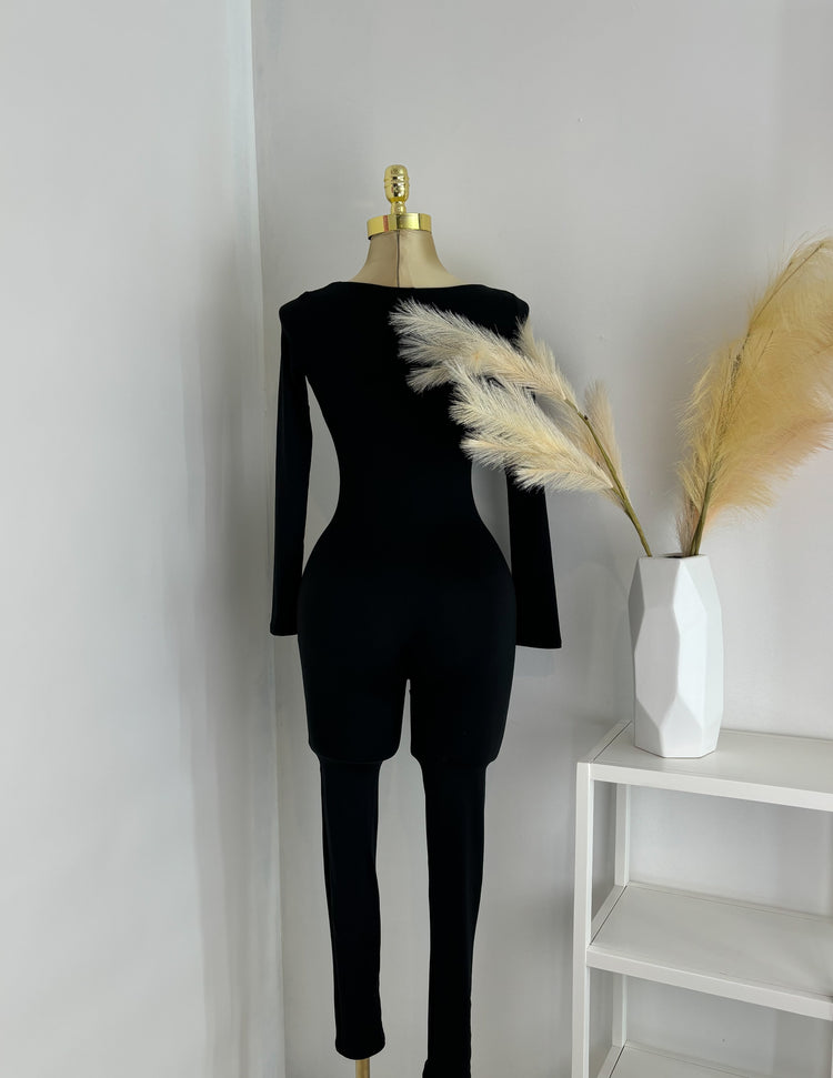 Double Layered Black Jumpsuit