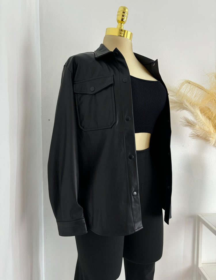 Fall In Love Shacket In Black