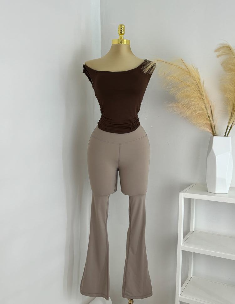 Go To Flared Leggings In Taupe