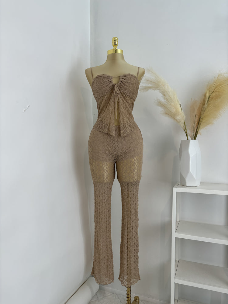 Lace Top and Pants Set