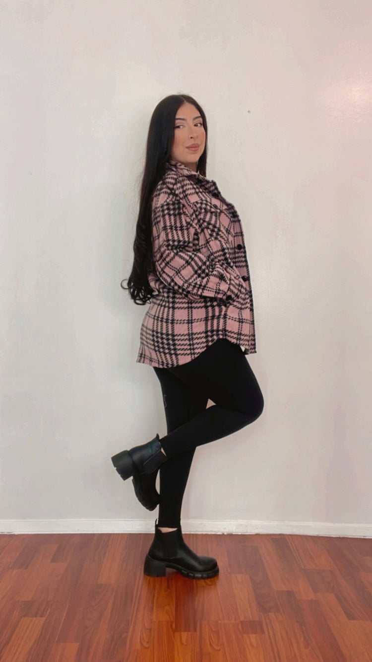 Look At Me Flannel Black/Mauve