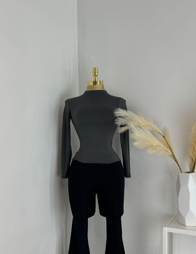 Mock Neck Double Layered Long Sleeve Top