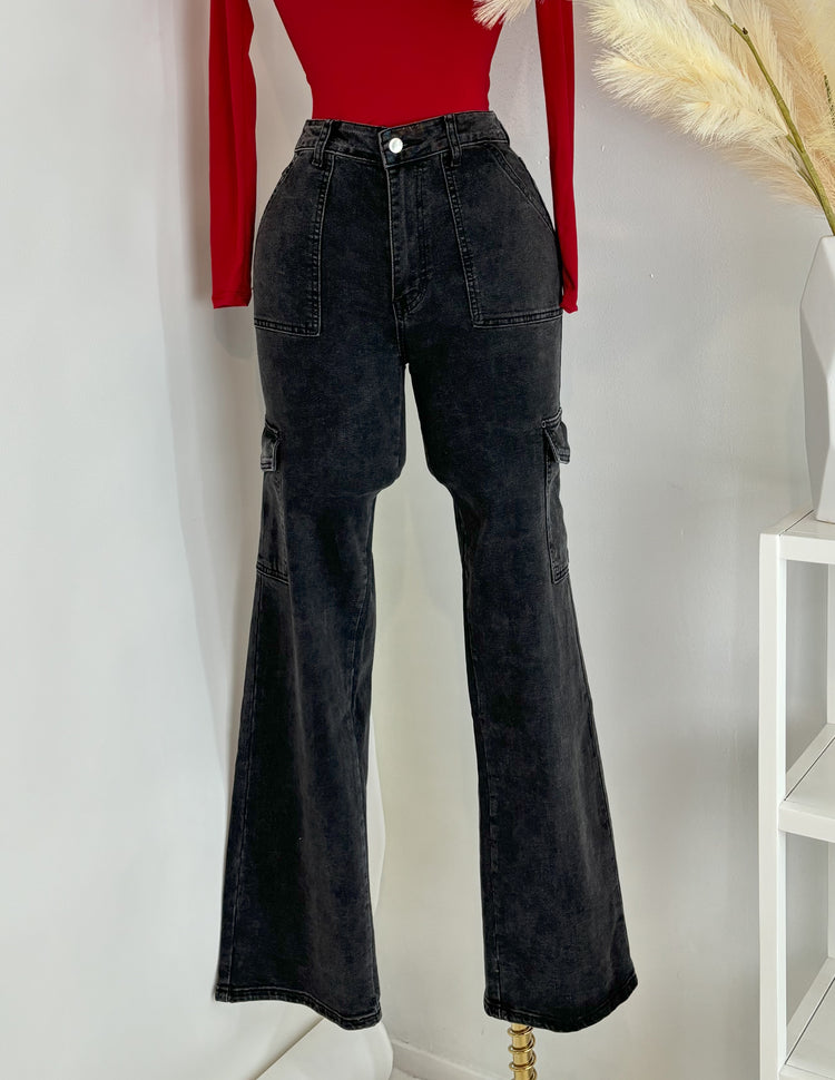 Nikki Cargo High Rise Denim Jeans