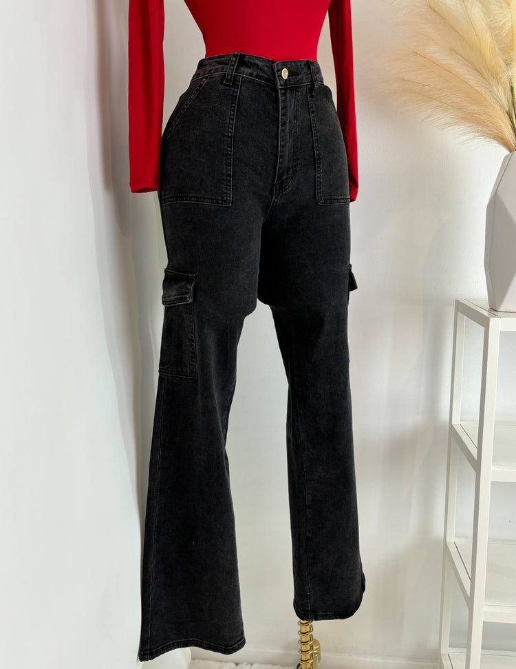 Nikki Cargo High Rise Denim Jeans
