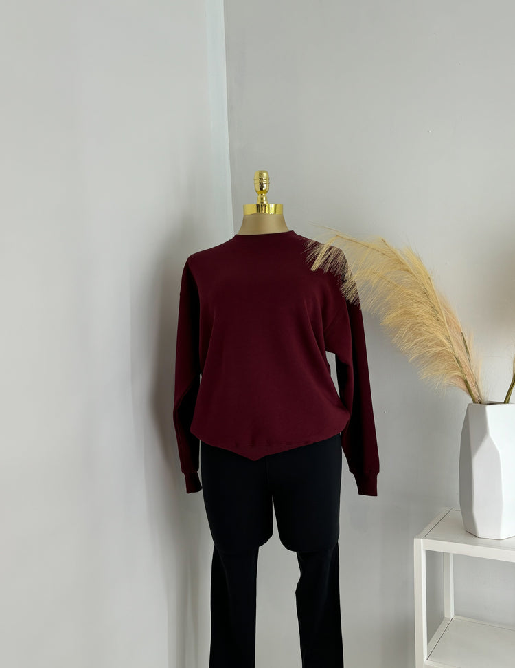 Oversized Crewneck In Burgundy