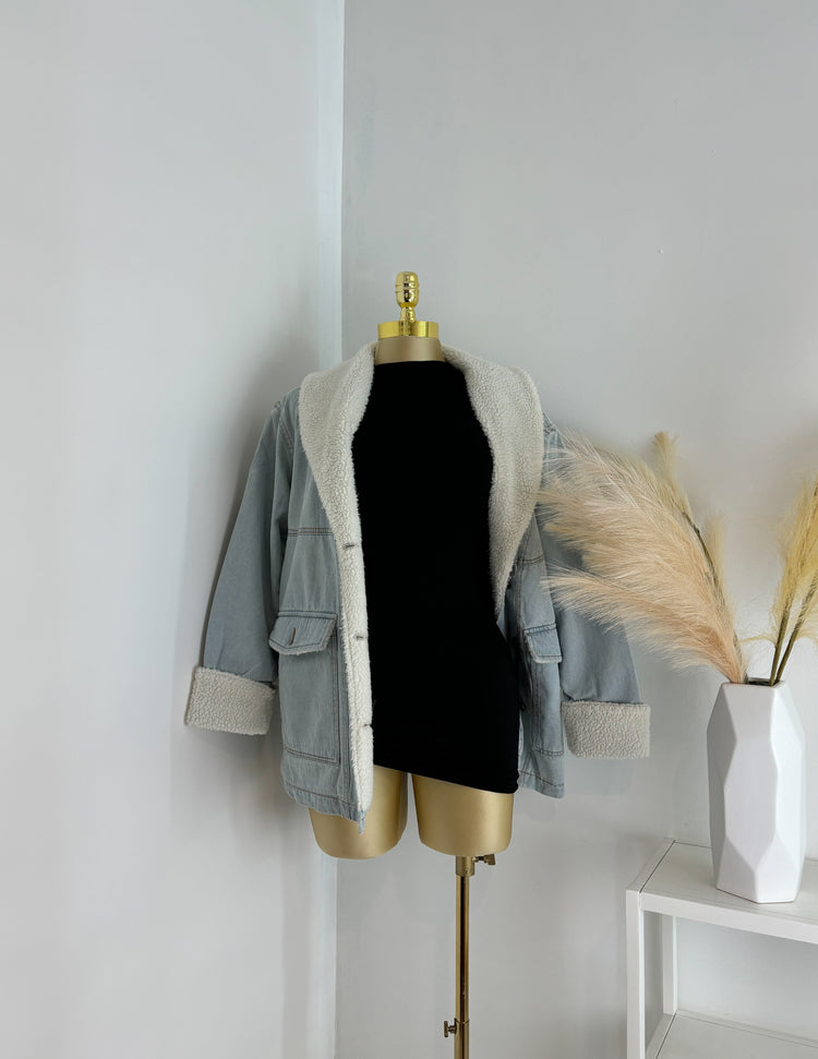 Oversized Sherpa Denim Jacket