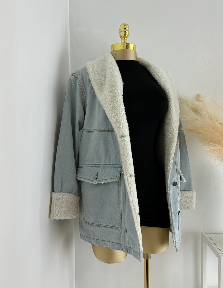 Oversized Sherpa Denim Jacket