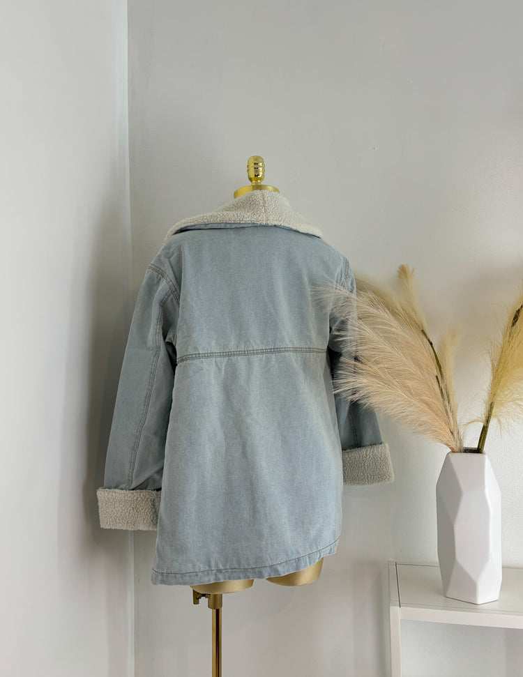 Oversized Sherpa Denim Jacket