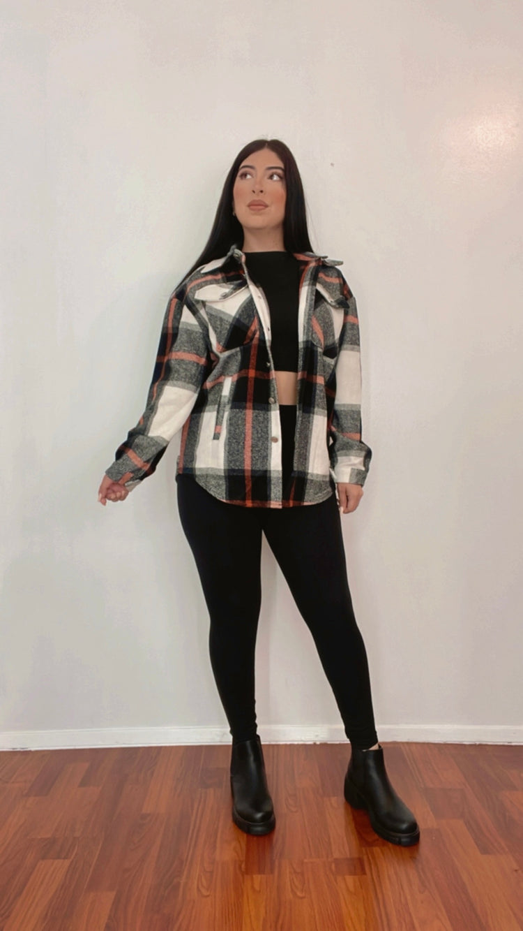 Perfect Fall Flannel In Color Black/Orange