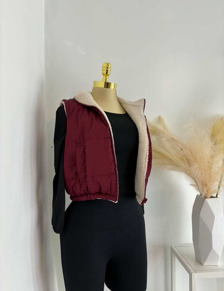 Reversible Puffer Vest Sherpa