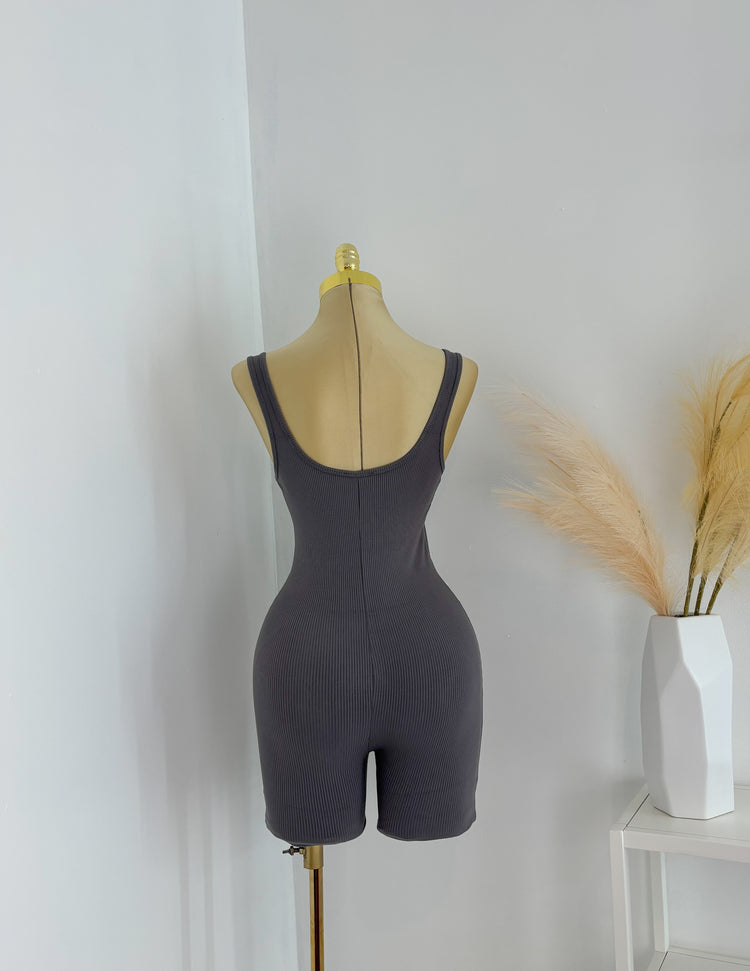 Ribbed Romper in Grey