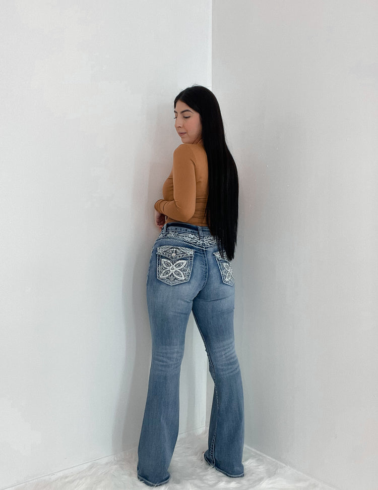 Rodeo Florecitas Bling Jeans Med Wash