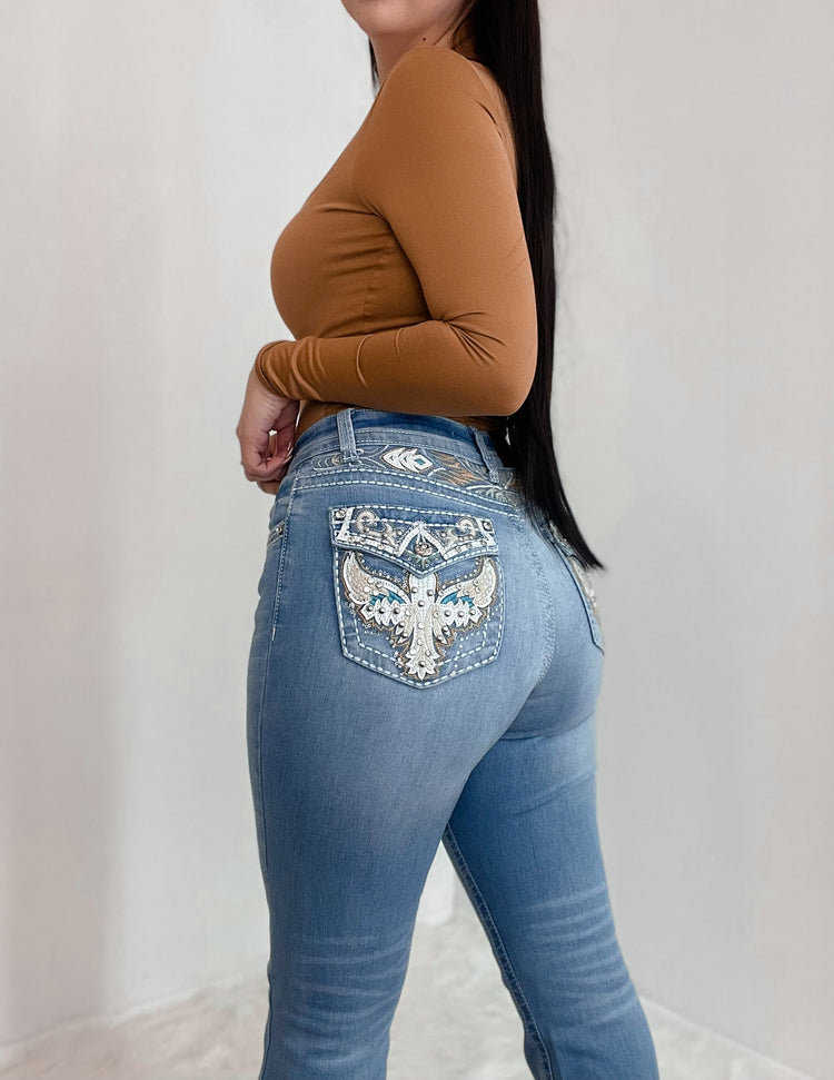 Rodeo Spring Wings Bling Jeans Med Wash