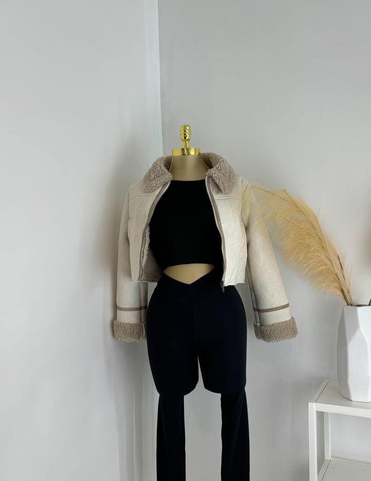 Night Babe Faux Leather Jacket In Cream
