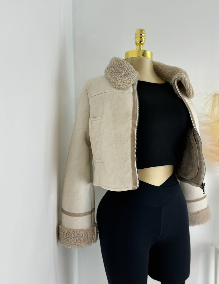 Night Babe Faux Leather Jacket In Cream