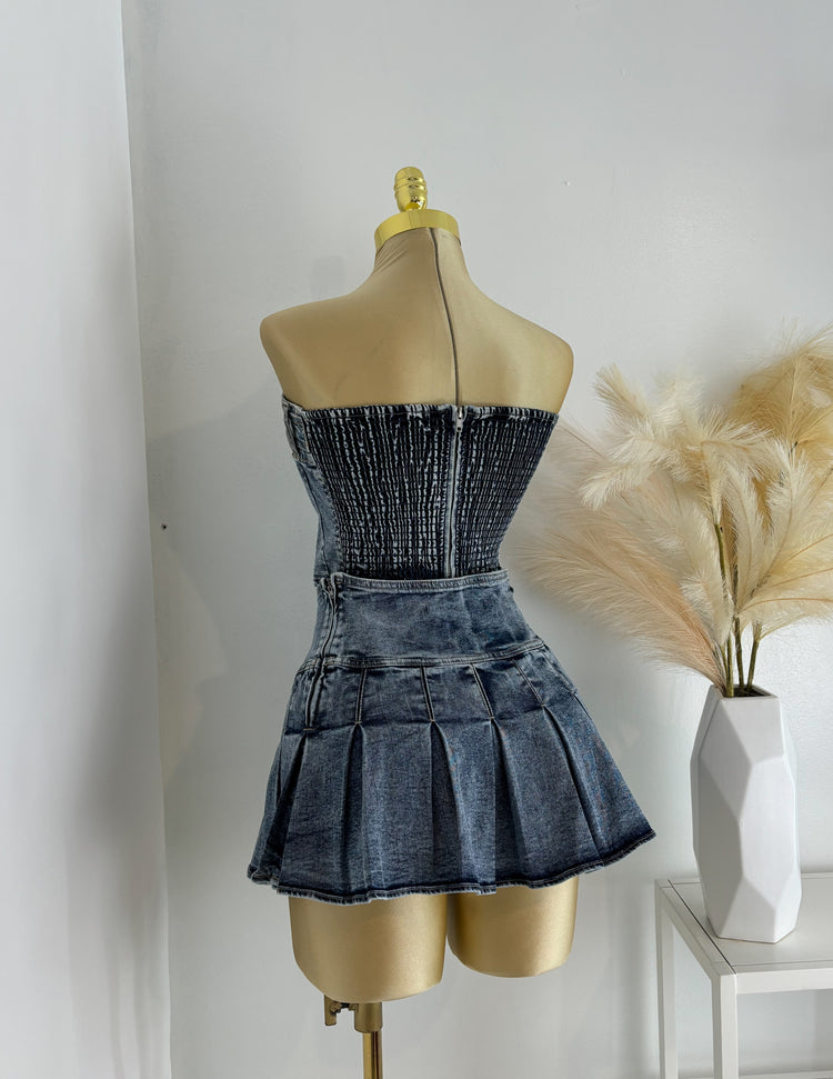 Denim Skirt and Top Set