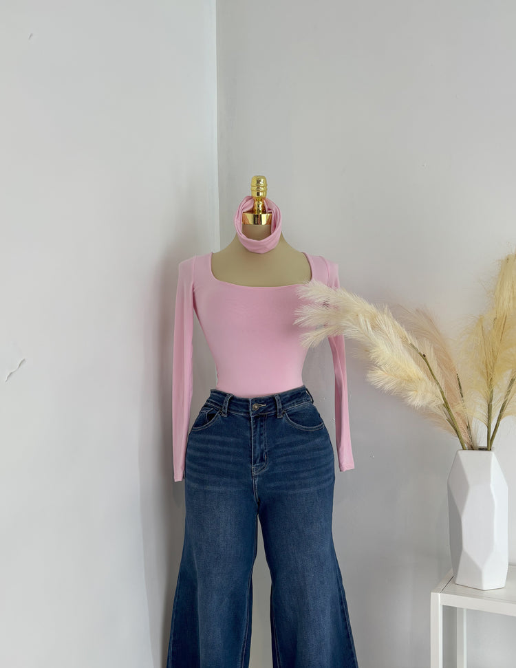 Slimming Double Layered Long Sleeve Top and Headband Duo