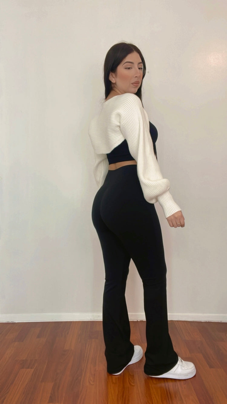 Solid Knit Bolero In The Color White