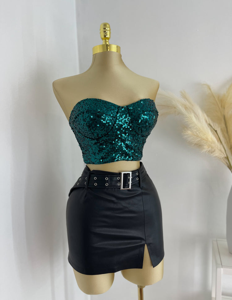 Sparkly Sequin Top Emerald