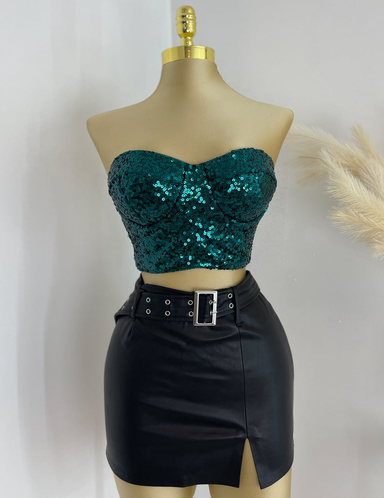 Sparkly Sequin Top Emerald