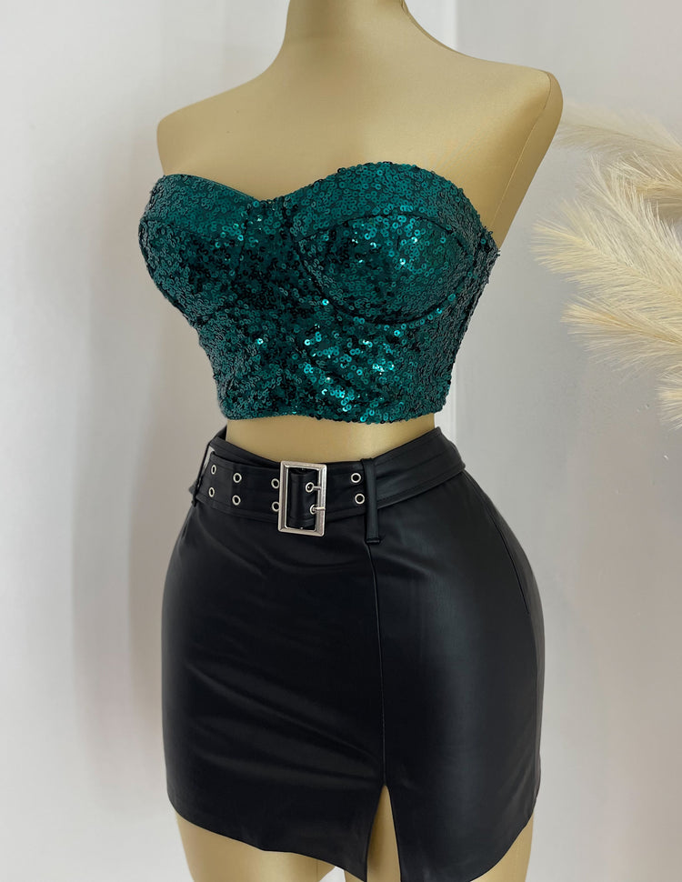 Sparkly Sequin Top Emerald