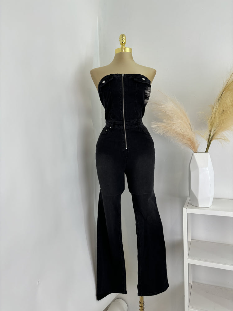 Strapless Denim Jumpsuit