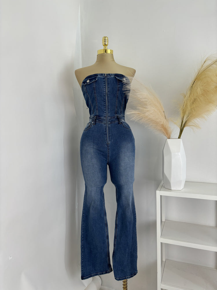 Strapless Denim Jumpsuit