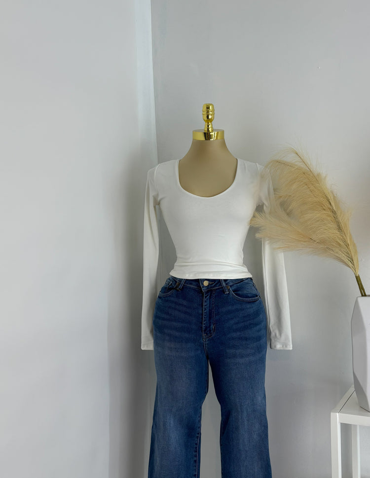 V Neck Double Layered Long Sleeve Top