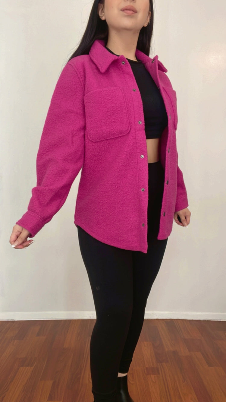 Valentina Wool Shacket In The Color Pink