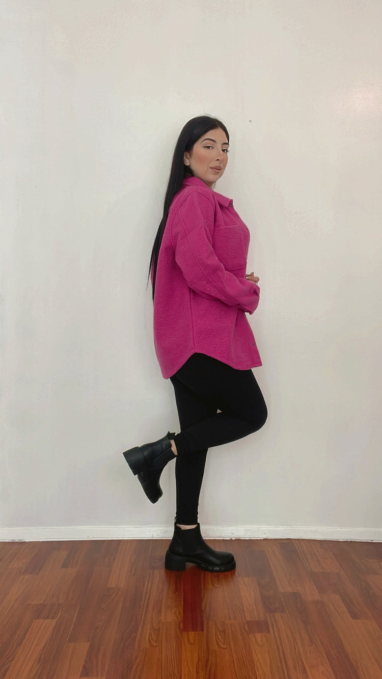 Valentina Wool Shacket In The Color Pink