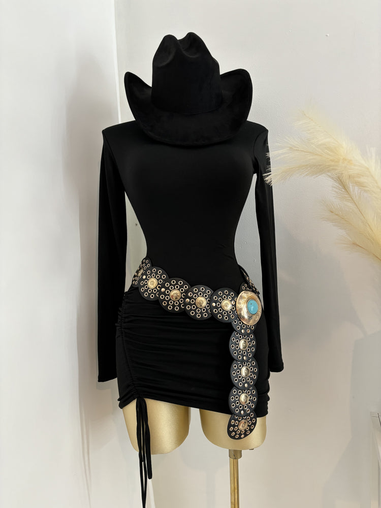 Western Round Belt Black