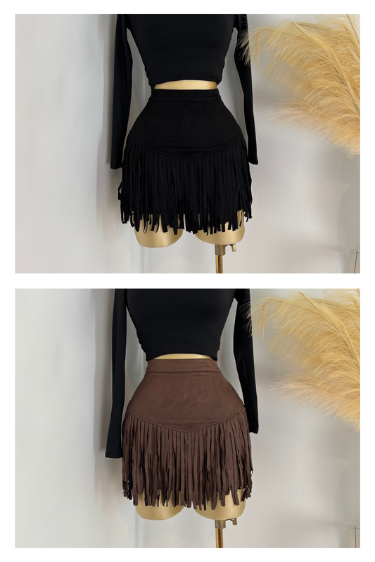 Cowgirl Fringe Suede Skirt