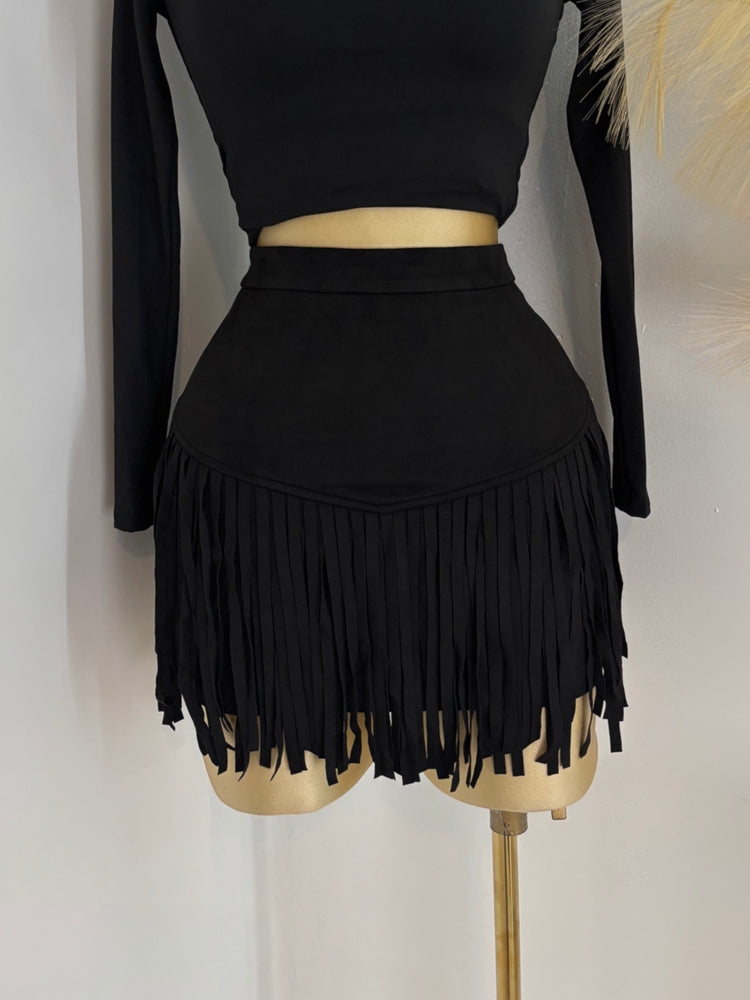 Cowgirl Fringe Suede Skirt