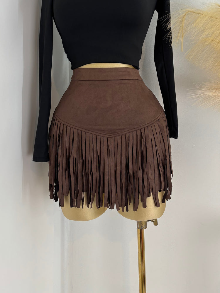 Cowgirl Fringe Suede Skirt