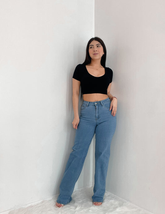 Everyday Ribbed Crop Top In Black