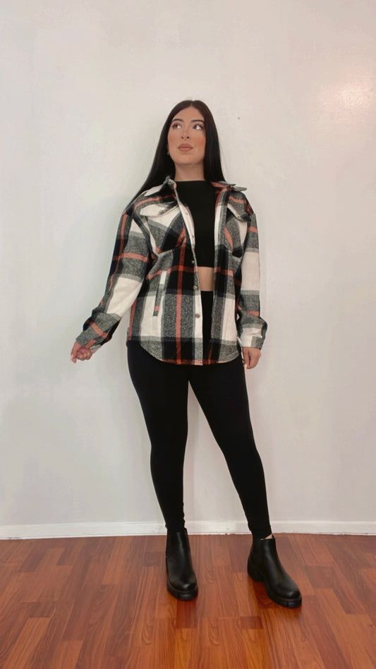 Perfect Fall Flannel In Color Black/Orange