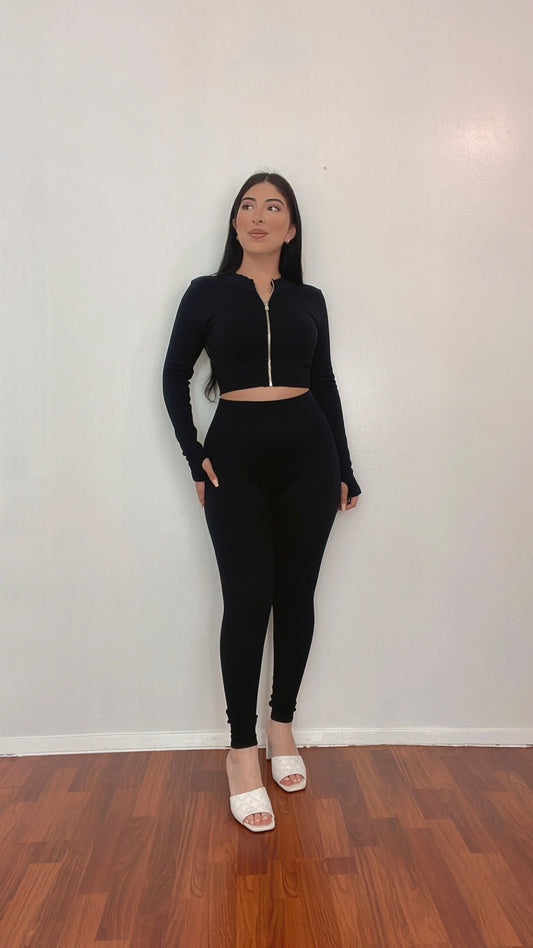 Black Ribbed Set