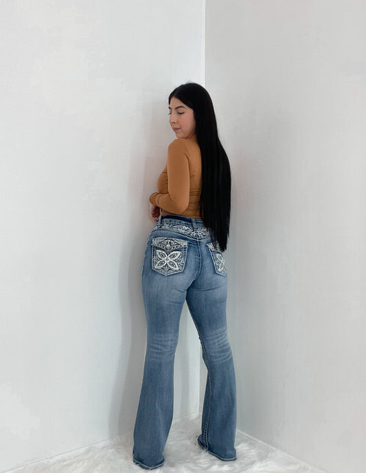 Rodeo Florecitas Bling Jeans Med Wash