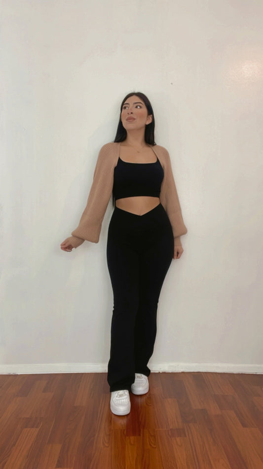 Solid Knit Bolero In The Color Beige